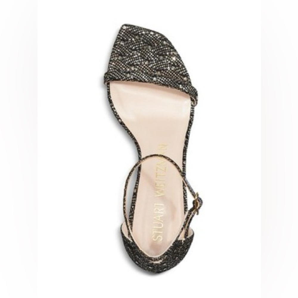 Stuart Weitzman Amelina Black Gold Speckled Block Heel Sz 6.5 BNWB Dustbag - Picture 3 of 7